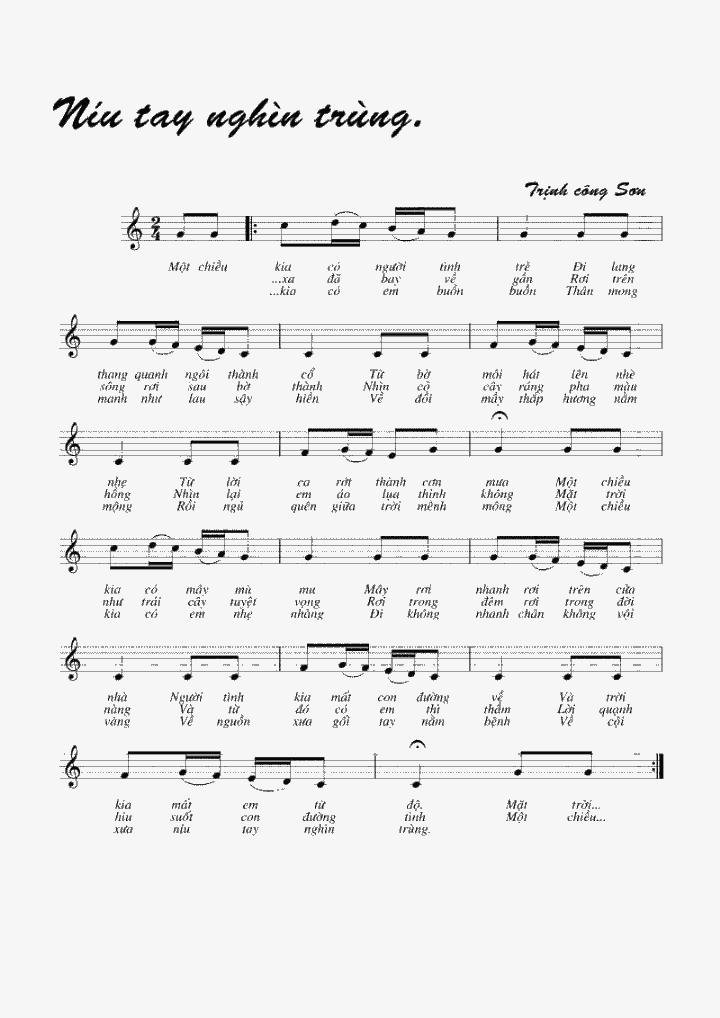 Sheet nhạc Níu Tay Nghìn Trùng